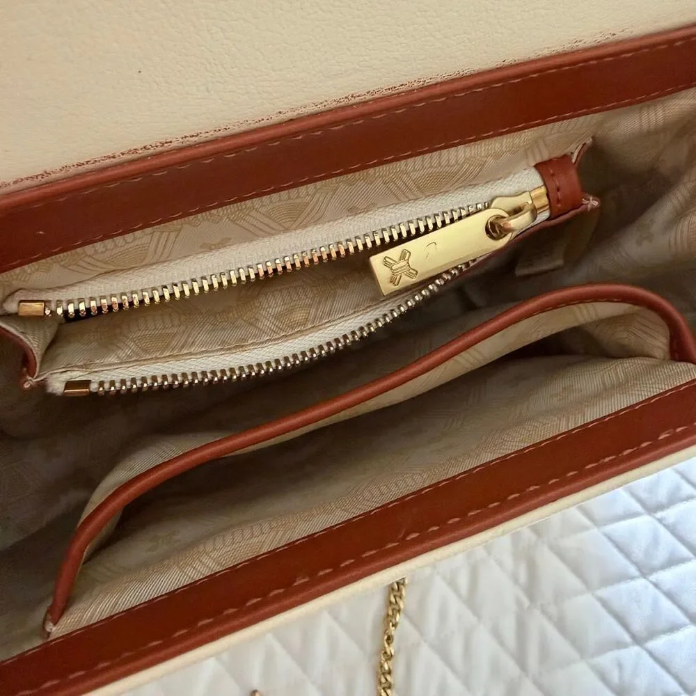 Sancia Babylon Bar Tooth Bag in Ecru & Whiskey